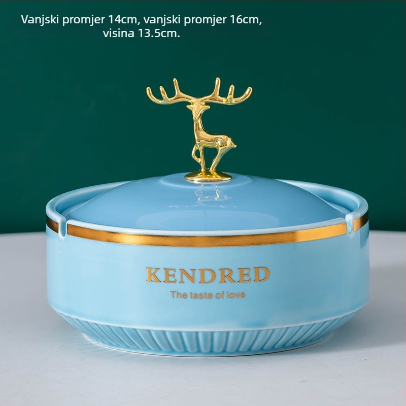 Keramička pepeljara s poklopcem, stil laganog luksuza, otisak logotipa i prilagodba, funkcija skladištenja