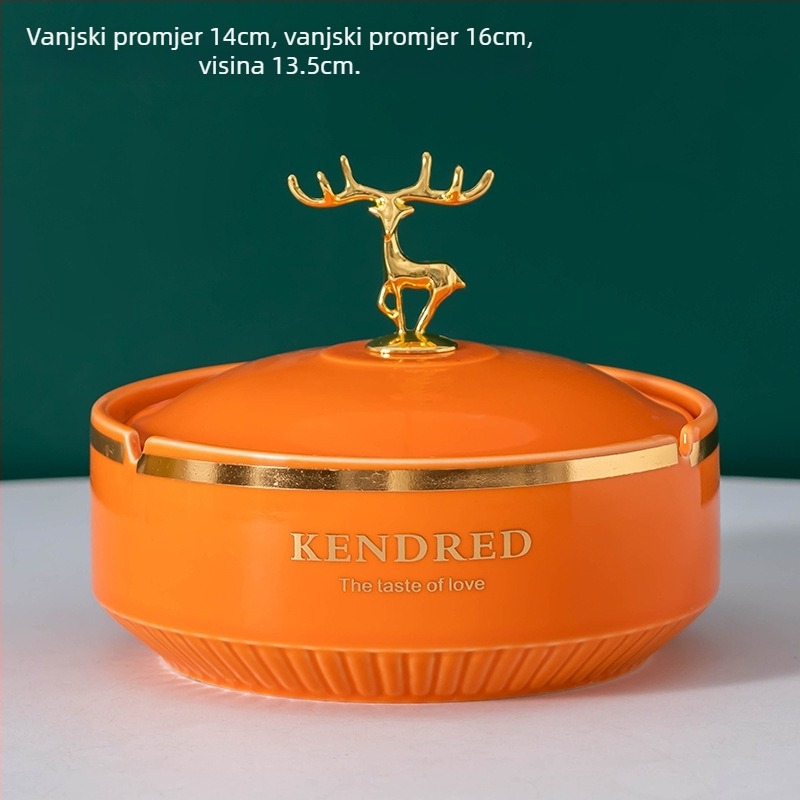 Keramička pepeljara s poklopcem, stil laganog luksuza, otisak logotipa i prilagodba, funkcija skladištenja