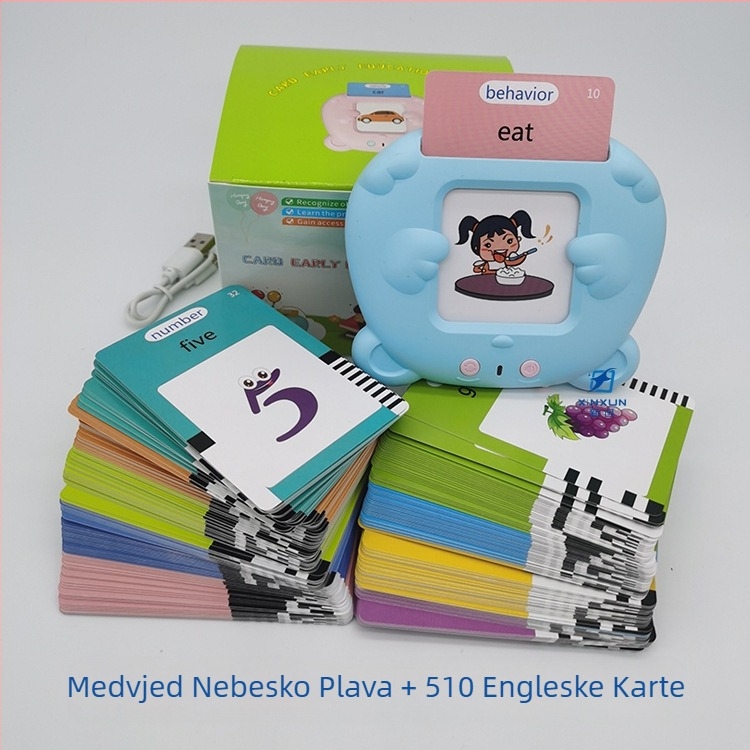 Obrazovna igračka za djecu, dvijezični čitač kartica sa pjesmama i poezijom, punjiva litijska baterija, memorija do 1GB