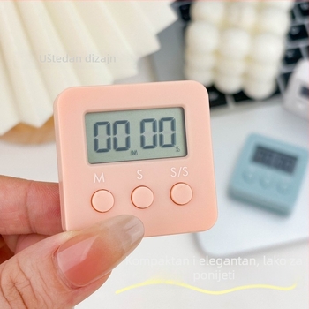 Elektronički tajmer s alarmom – pravokutni oblik, napajanje baterijom, LED zaslon, plastično kućište, za učenje, ured i kuhinju