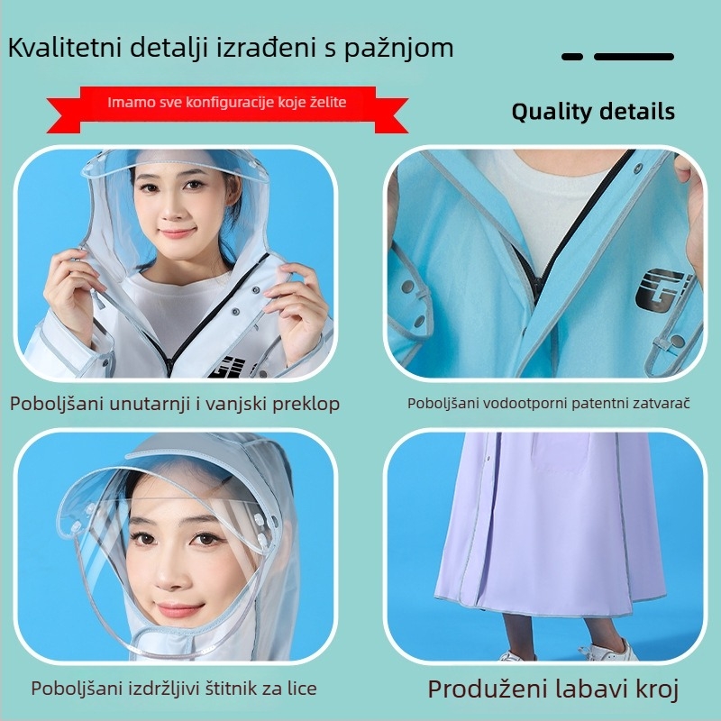Dugački kišni pončo za vožnju električnim biciklom, lagan dvodijelni dizajn