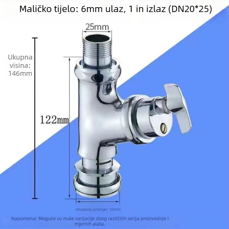 Kutna ventilska sklopka za ispiranje WC-a — bakreno tijelo, kašnjenje ispiranja, set za popravak, moderan jednostavan stil