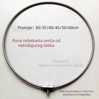 Nehrđajući čelik, sklopiva mreža za ribolov s integriranom glavom i velikim obručem