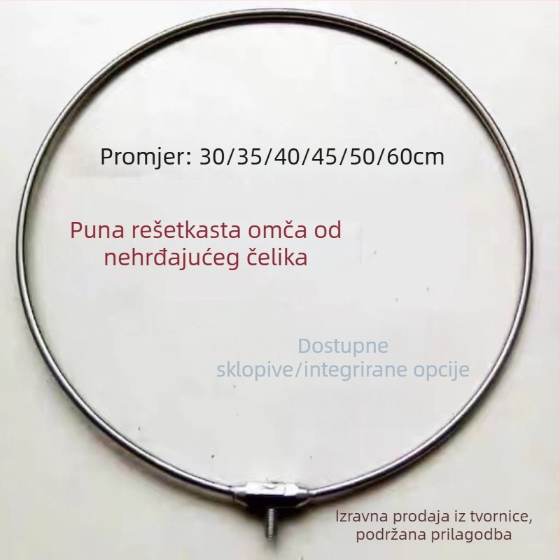 Nehrđajući čelik, sklopiva mreža za ribolov s integriranom glavom i velikim obručem