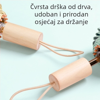 16-rameni sklopivi UV kišni suncobran, otporan na vjetar i kišu, ručno otvaranje i zatvaranje, drvena ručka, mogućnost prilagođavanja
