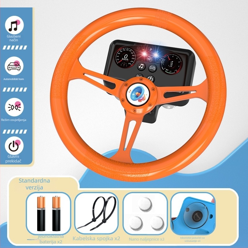 Dječji volan za igru sa svjetlima - retro simulacija suvozača, glazba/glas, plastika, memorija do 1 GB, napajanje obična suha baterija, uzrast 4–6 godina