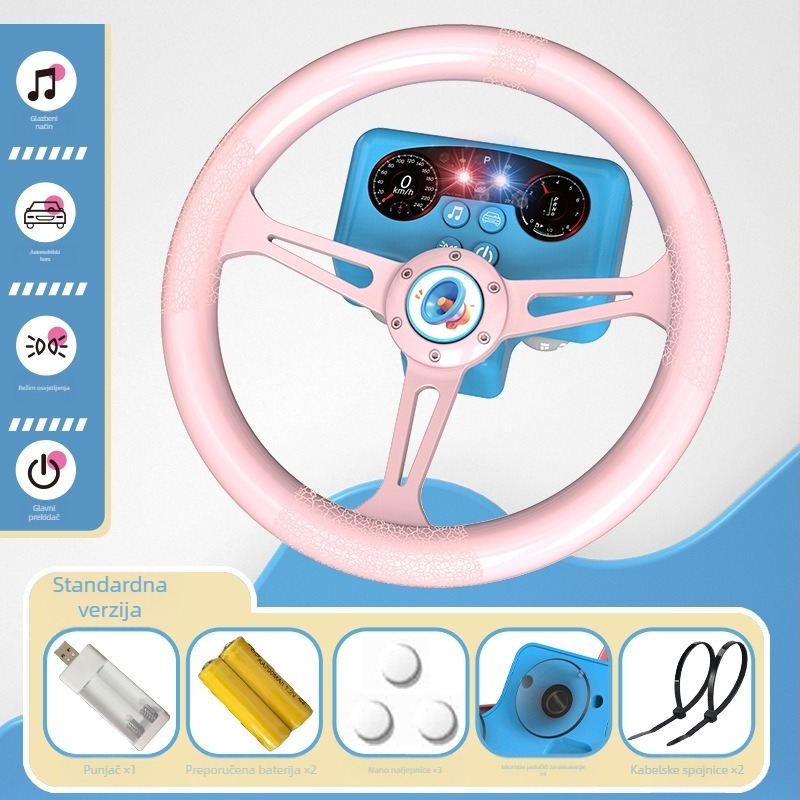 Dječji volan za igru sa svjetlima - retro simulacija suvozača, glazba/glas, plastika, memorija do 1 GB, napajanje obična suha baterija, uzrast 4–6 godina