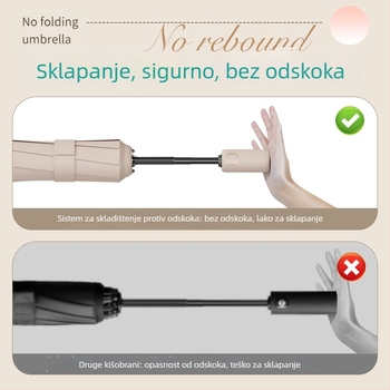 Školski automatski sklopivi kišobran za kišu i sunce, s automatskim otvaranjem i zatvaranjem, 8 rebara od čelika, tri-fold dizajn, ojačan i prenosan, UPF>50