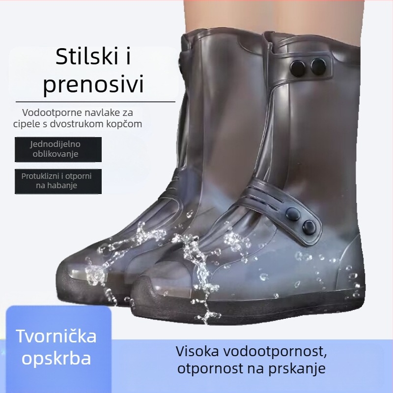 Silikonske navlake za kišne čizme, unisex, visoke, debele, otporne na habanje, protuklizne, vodootporne