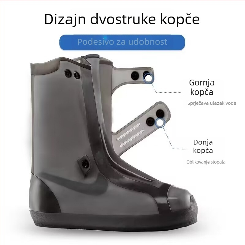 Silikonske navlake za kišne čizme, unisex, visoke, debele, otporne na habanje, protuklizne, vodootporne