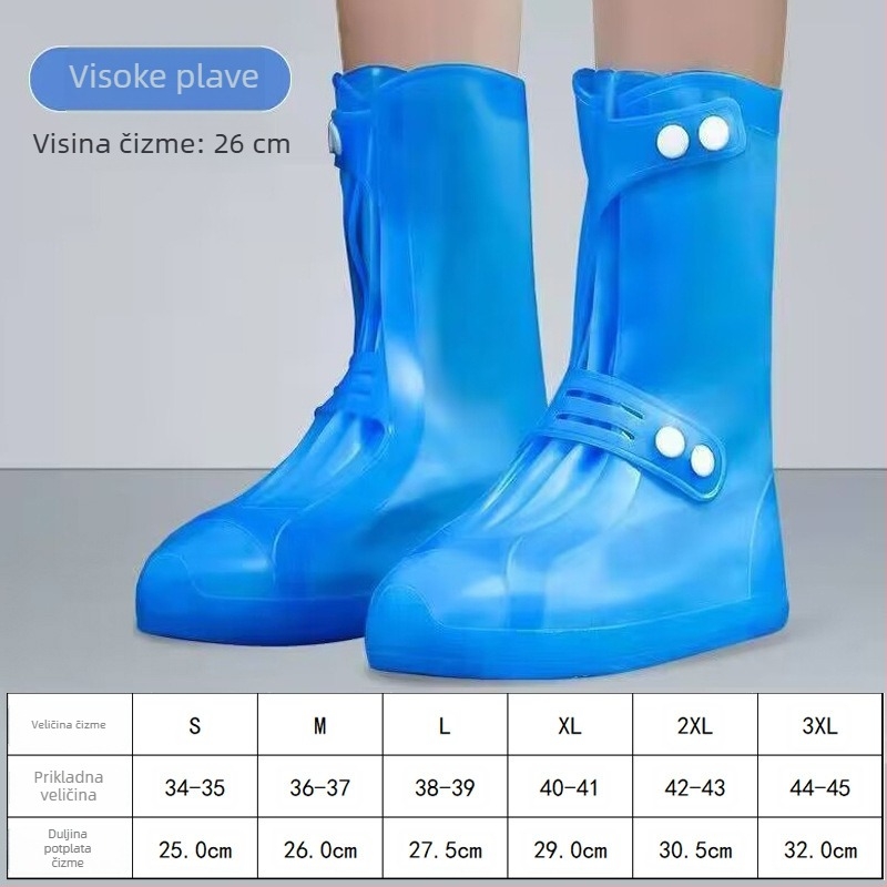 Silikonske navlake za kišne čizme, unisex, visoke, debele, otporne na habanje, protuklizne, vodootporne