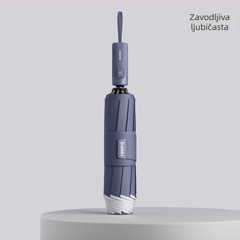 Zuodu reverzibilni automatski kišobran s 10 aluminijskih rebara, UPF50+, tkanina 210T, masa 650 g
