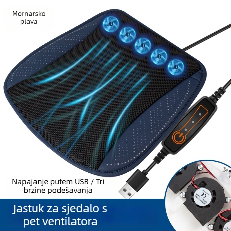 Auto sjedalo jastučić za ljeto, ventilacija i hlađenje, USB ventilator, Ice Silk površina