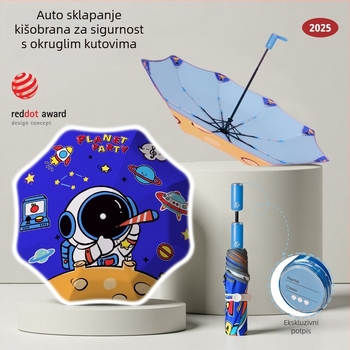 Dječji kišobran pre djecu, potpuno automatsko otvaranje, 8 rebara od fiberglasa, UPF50+ zaštita, polumjer kupole 48–53 cm, mogućnost prilagođene šare