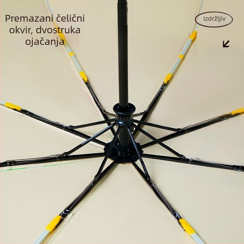 Dječji kišobran pre djecu, potpuno automatsko otvaranje, 8 rebara od fiberglasa, UPF50+ zaštita, polumjer kupole 48–53 cm, mogućnost prilagođene šare