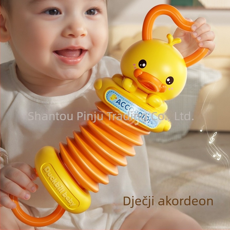 Mini harmonika za bebe s dizajnom žute patke, vježbanje hvatanja, edukativna igračka za rani razvoj