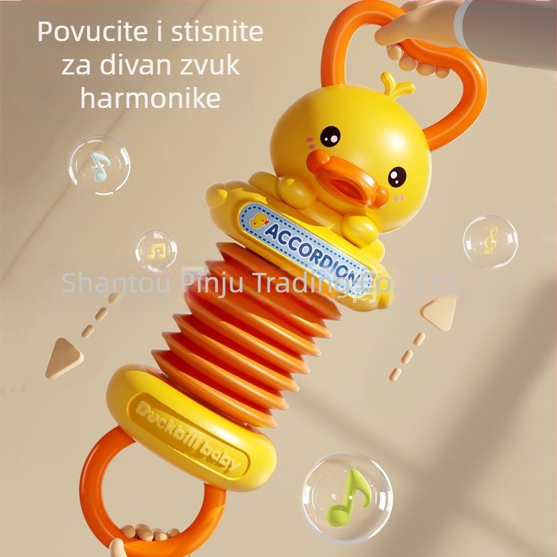 Mini harmonika za bebe s dizajnom žute patke, vježbanje hvatanja, edukativna igračka za rani razvoj