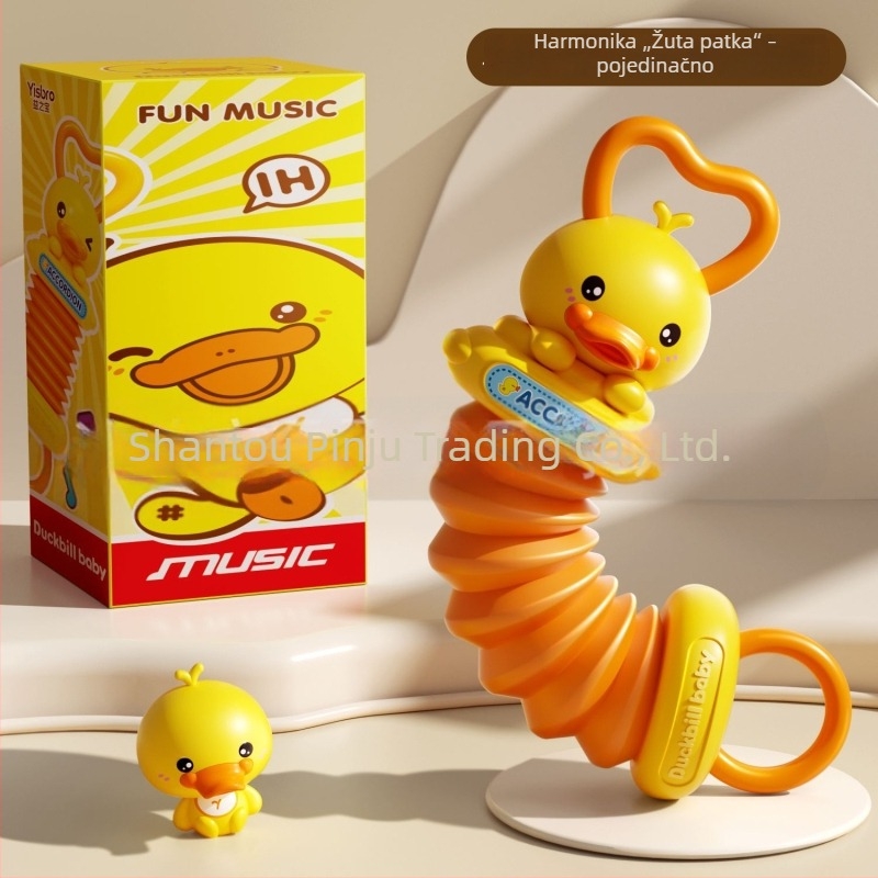 Mini harmonika za bebe s dizajnom žute patke, vježbanje hvatanja, edukativna igračka za rani razvoj