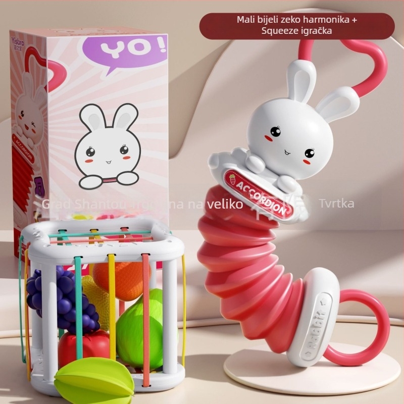 Mini harmonika za bebe s dizajnom žute patke, vježbanje hvatanja, edukativna igračka za rani razvoj