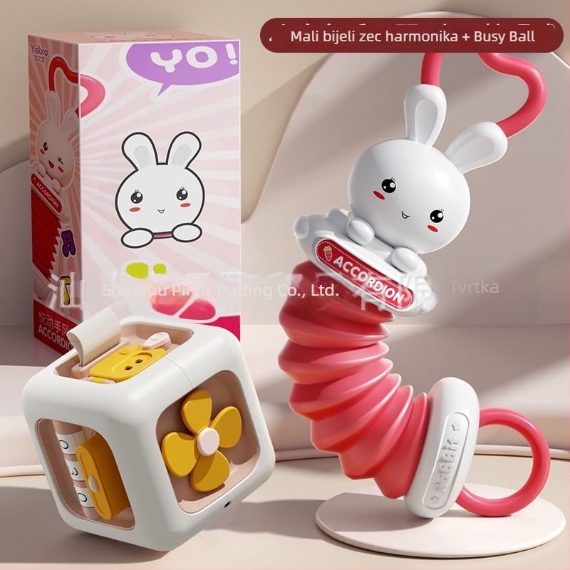 Mini harmonika za bebe s dizajnom žute patke, vježbanje hvatanja, edukativna igračka za rani razvoj