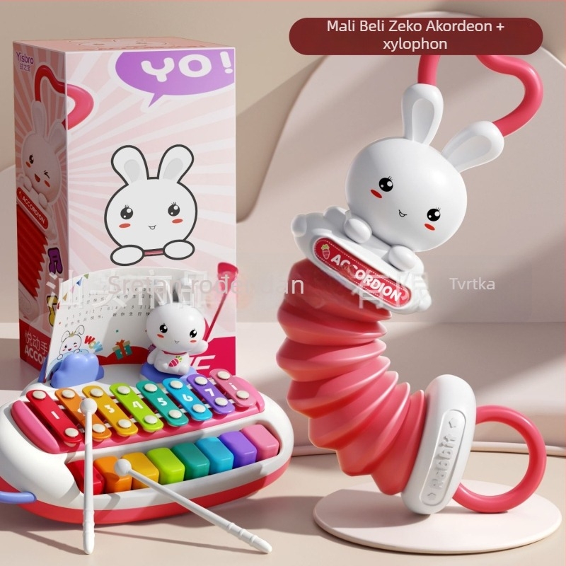 Mini harmonika za bebe s dizajnom žute patke, vježbanje hvatanja, edukativna igračka za rani razvoj
