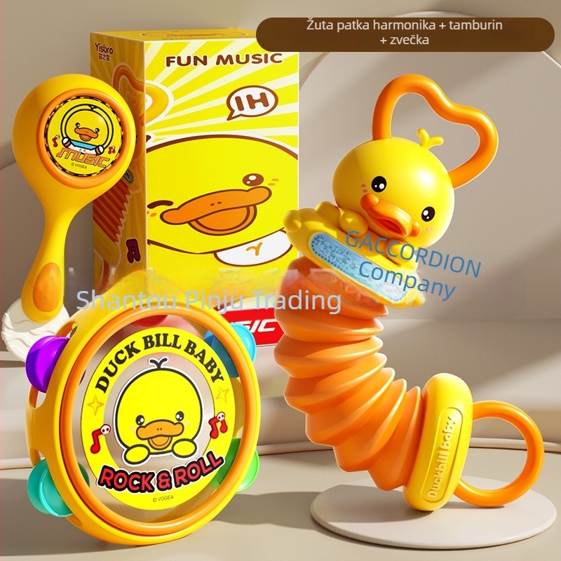 Mini harmonika za bebe s dizajnom žute patke, vježbanje hvatanja, edukativna igračka za rani razvoj