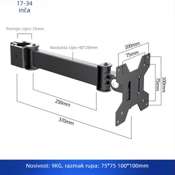 Nosač za dva monitora s plutajućim produžnim ramenom (Materijal: hladno valjana čelična + aluminijska legura; Kompatibilnost: metal + plastika; Značka: Hillport; Model: nosač za dva monitora)
