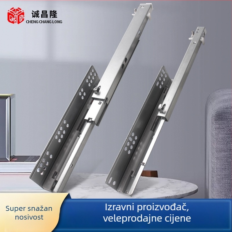 Vodilica za ladicu s amortizerom, skriveni dvodijelni model, čelična konstrukcija, moderan minimalistički stil