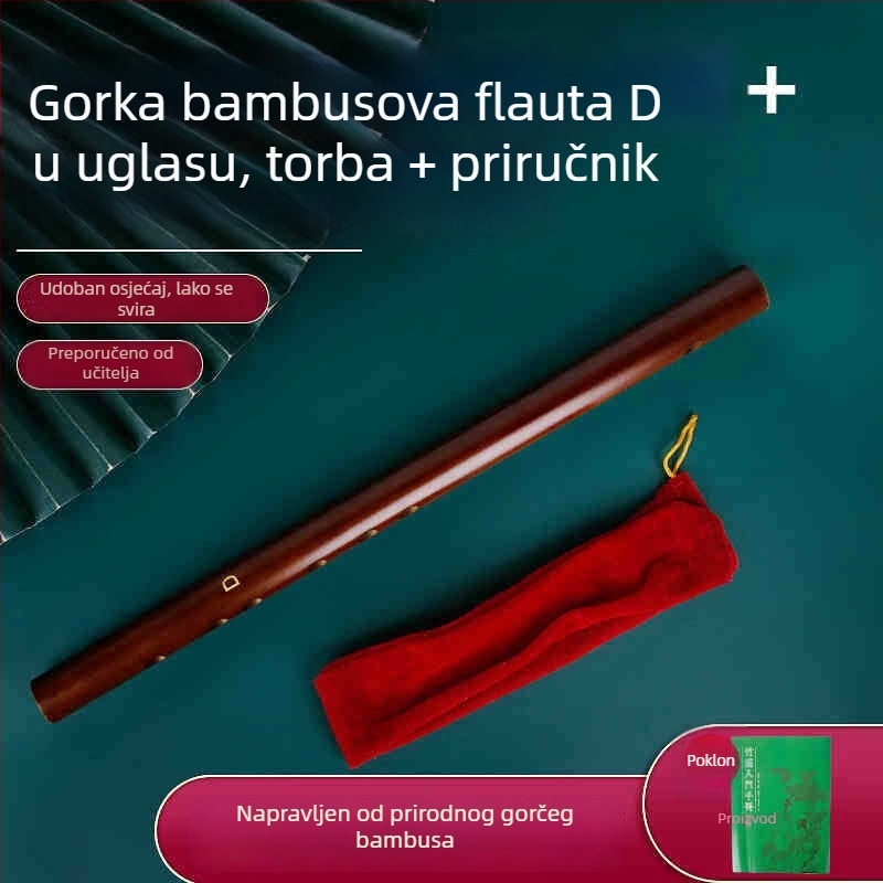 Pikolo flauta, tijelo od bambusa, model 200, za početnike, uz flanel torbu.