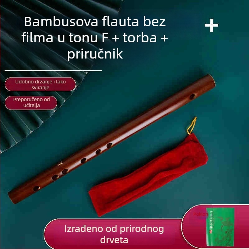 Pikolo flauta, tijelo od bambusa, model 200, za početnike, uz flanel torbu.