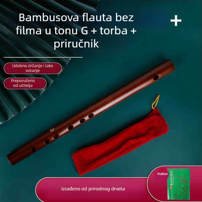 Pikolo flauta, tijelo od bambusa, model 200, za početnike, uz flanel torbu.