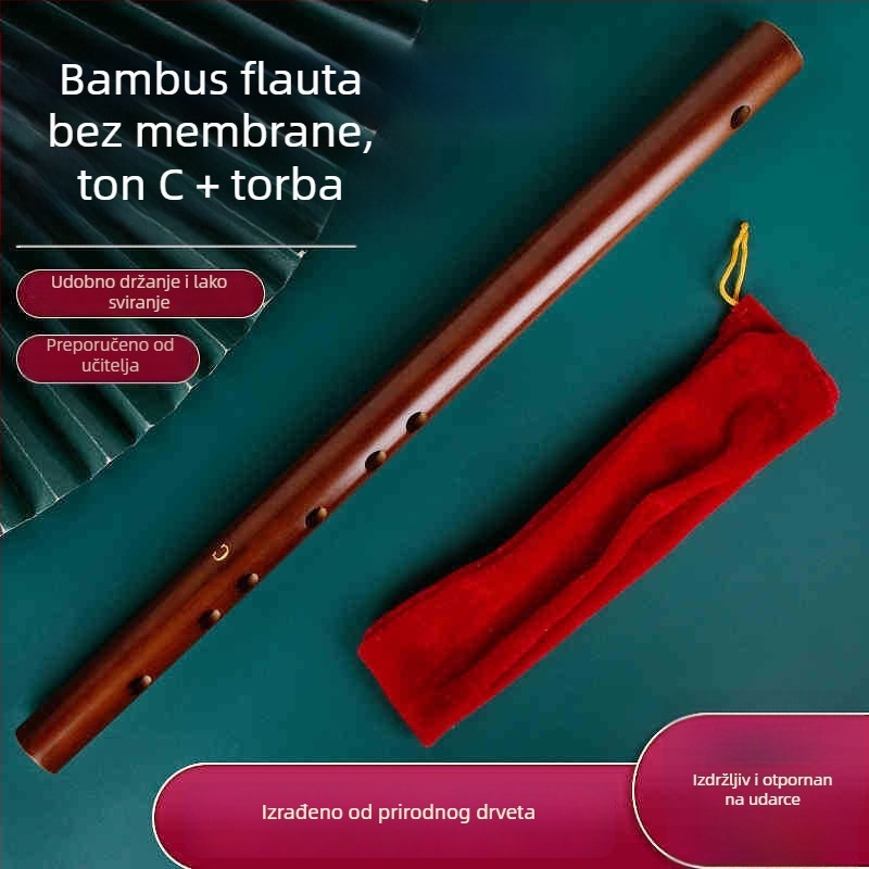Pikolo flauta, tijelo od bambusa, model 200, za početnike, uz flanel torbu.