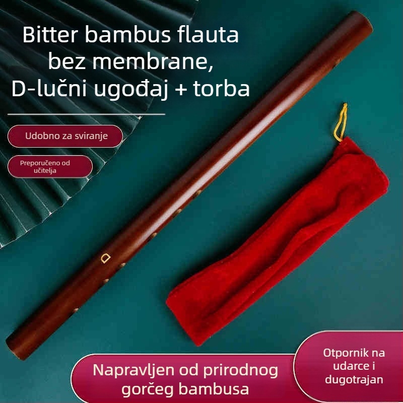 Pikolo flauta, tijelo od bambusa, model 200, za početnike, uz flanel torbu.
