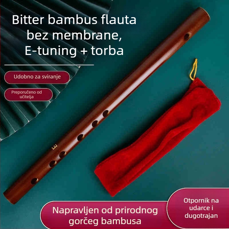 Pikolo flauta, tijelo od bambusa, model 200, za početnike, uz flanel torbu.