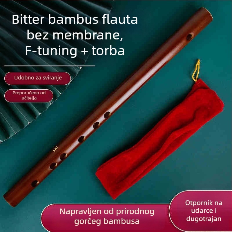 Pikolo flauta, tijelo od bambusa, model 200, za početnike, uz flanel torbu.