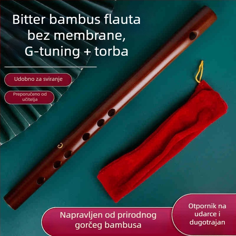 Pikolo flauta, tijelo od bambusa, model 200, za početnike, uz flanel torbu.