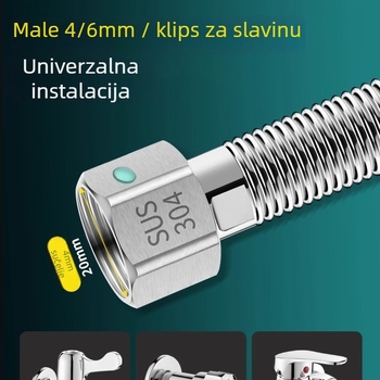 Cijev dovoda vode za perilicu od nehrđajućeg čelika, univerzalna kompatibilnost, cijev za dovod s protiv eksplozijske zaštite, Smart Bath, stil lagani luksuz