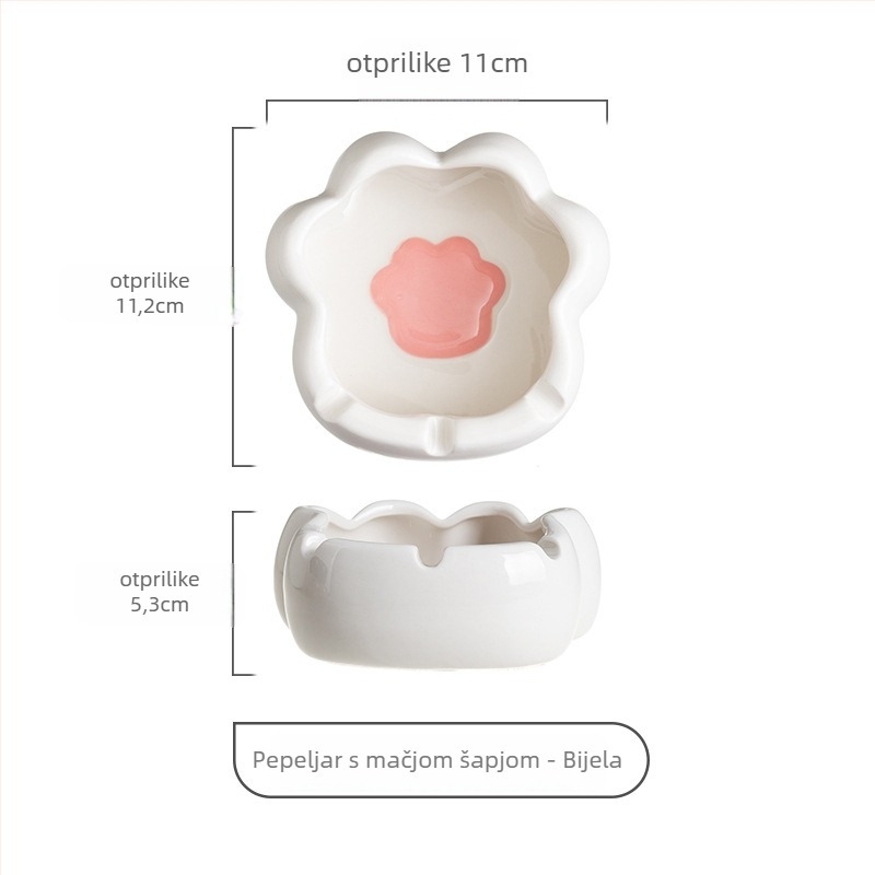Keramički pepeljar s dizajnom mačje šape, Yehua ceramics, crtani stil, s ispisom logotipa, mogućnost prilagodbe