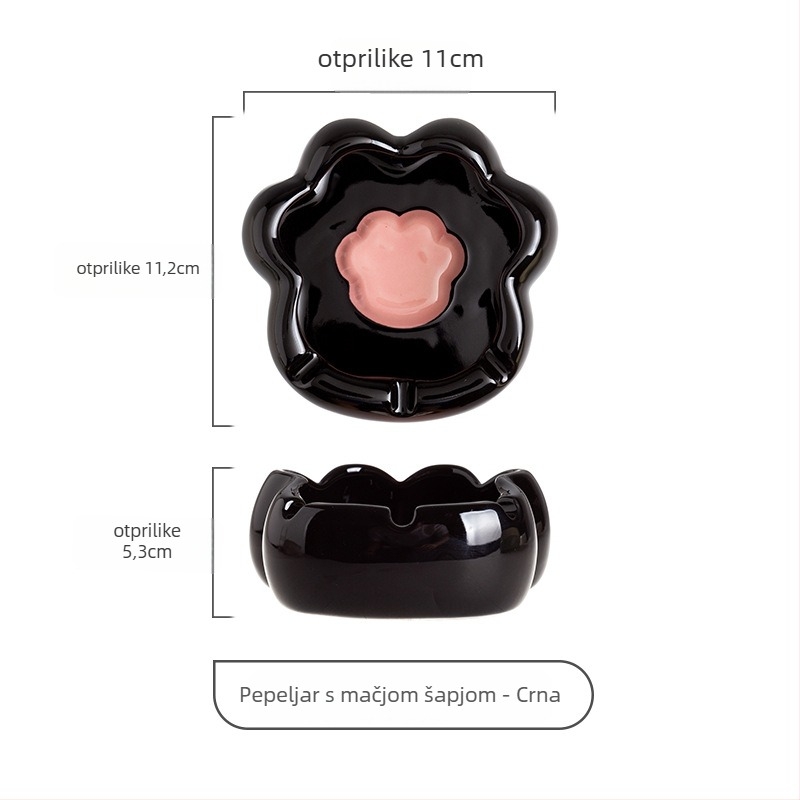 Keramički pepeljar s dizajnom mačje šape, Yehua ceramics, crtani stil, s ispisom logotipa, mogućnost prilagodbe