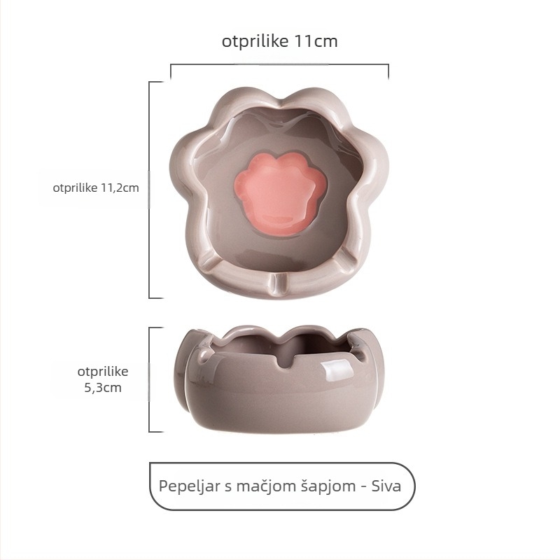 Keramički pepeljar s dizajnom mačje šape, Yehua ceramics, crtani stil, s ispisom logotipa, mogućnost prilagodbe