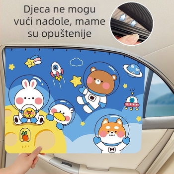 Zavjesa za prozor automobila s ugrađenim kliznim vodilicama; debeli neproziran poliester; visi tip; univerzalna kompatibilnost