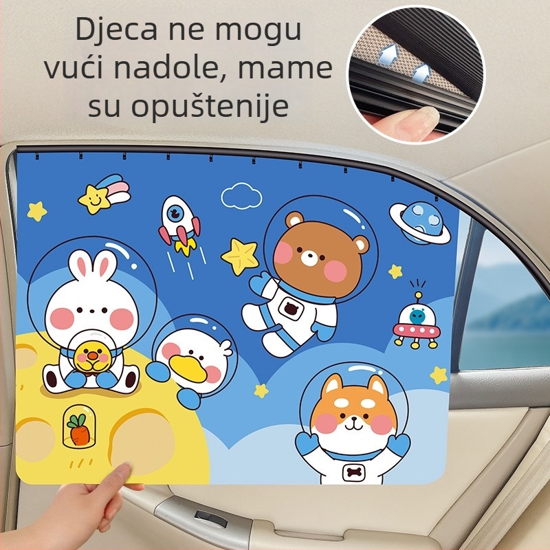 Zavjesa za prozor automobila s ugrađenim kliznim vodilicama; debeli neproziran poliester; visi tip; univerzalna kompatibilnost