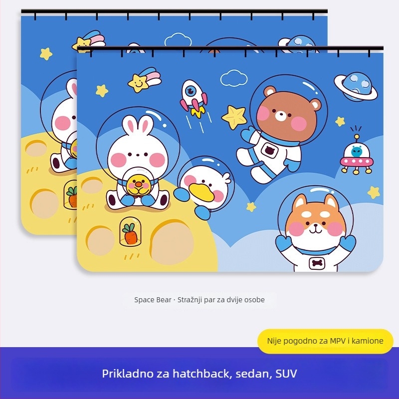 Zavjesa za prozor automobila s ugrađenim kliznim vodilicama; debeli neproziran poliester; visi tip; univerzalna kompatibilnost