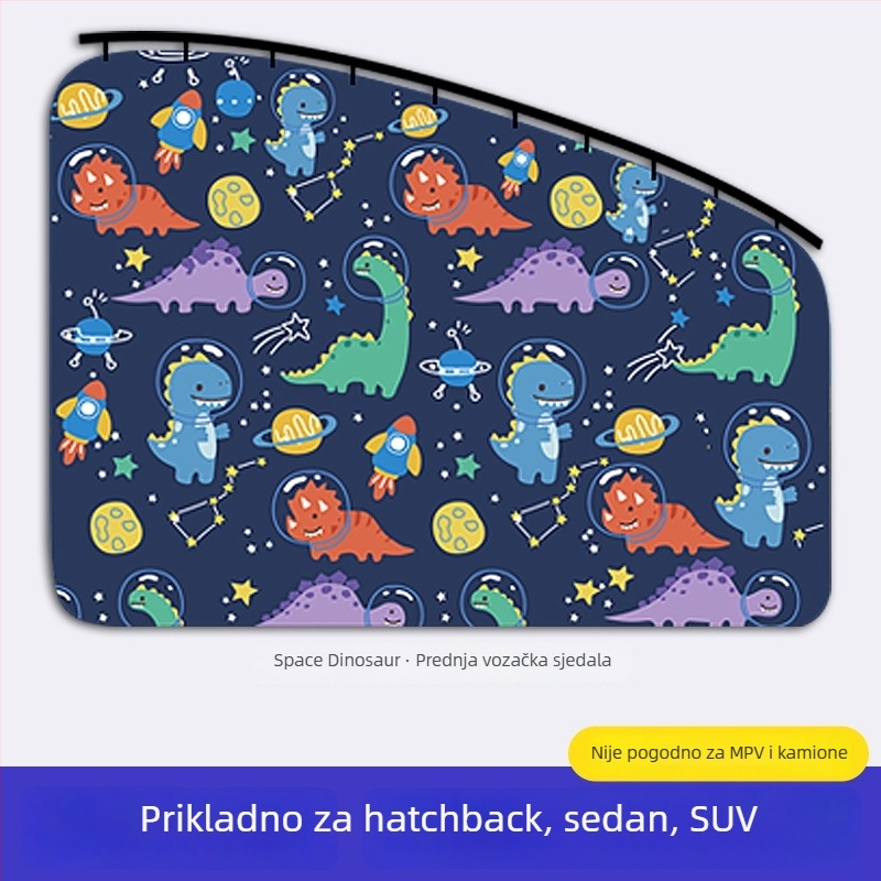 Zavjesa za prozor automobila s ugrađenim kliznim vodilicama; debeli neproziran poliester; visi tip; univerzalna kompatibilnost