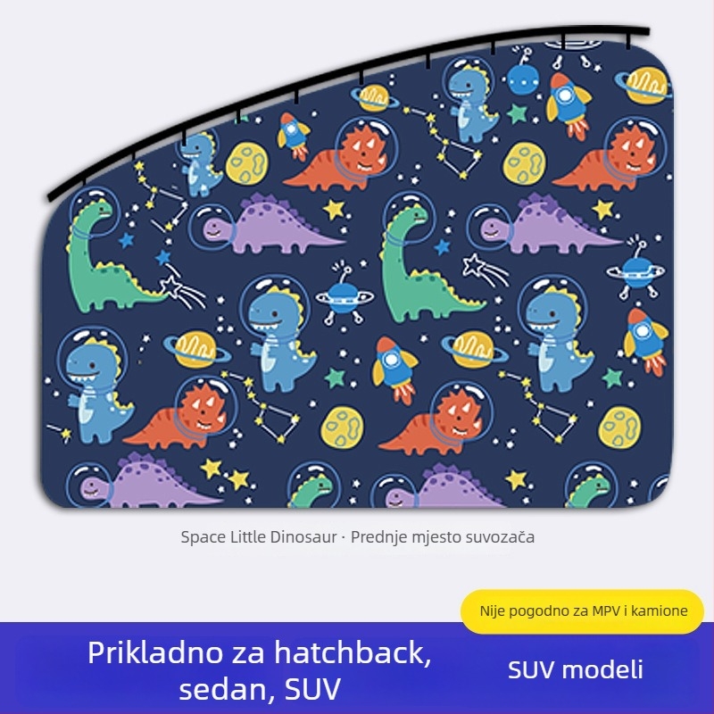 Zavjesa za prozor automobila s ugrađenim kliznim vodilicama; debeli neproziran poliester; visi tip; univerzalna kompatibilnost