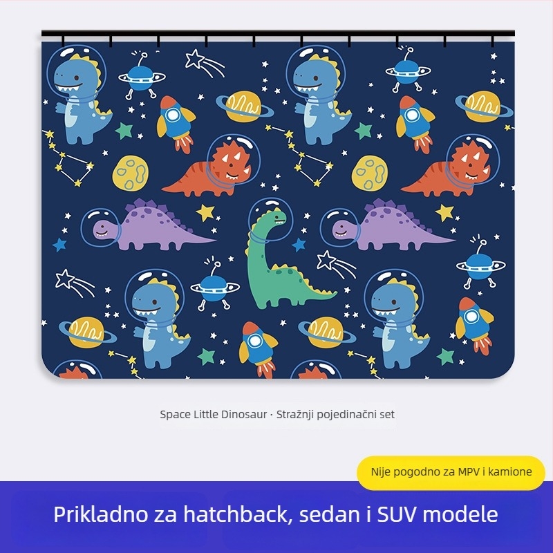 Zavjesa za prozor automobila s ugrađenim kliznim vodilicama; debeli neproziran poliester; visi tip; univerzalna kompatibilnost