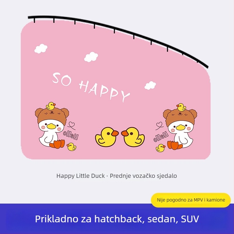 Zavjesa za prozor automobila s ugrađenim kliznim vodilicama; debeli neproziran poliester; visi tip; univerzalna kompatibilnost