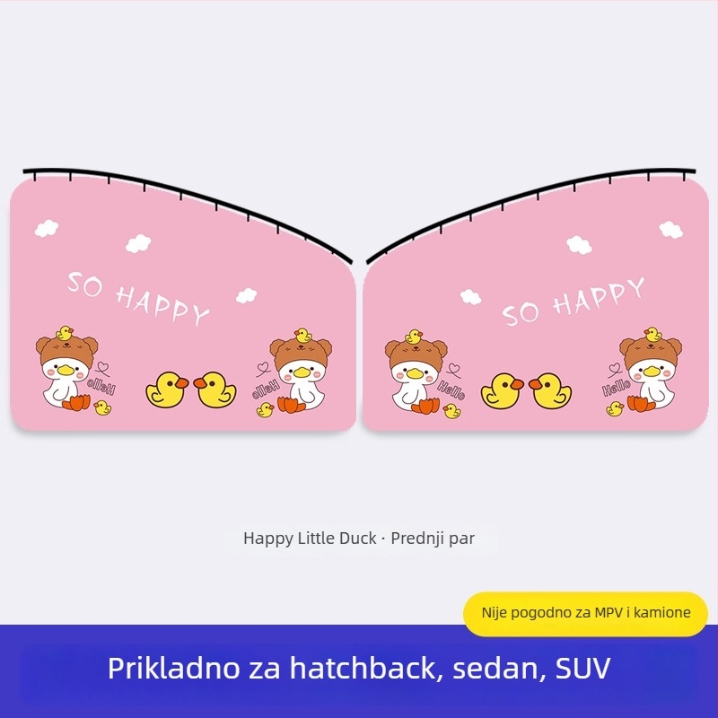 Zavjesa za prozor automobila s ugrađenim kliznim vodilicama; debeli neproziran poliester; visi tip; univerzalna kompatibilnost