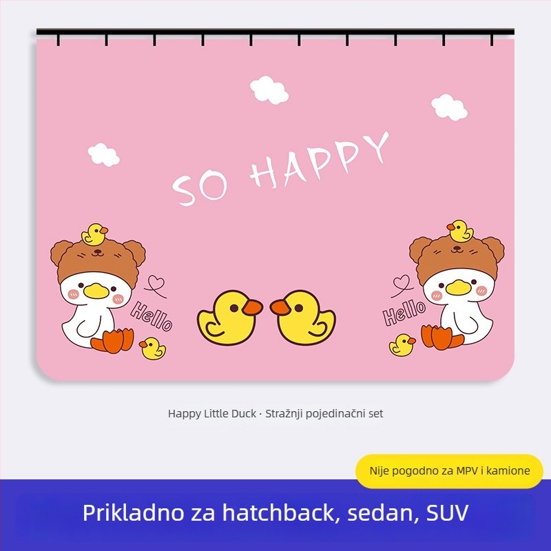 Zavjesa za prozor automobila s ugrađenim kliznim vodilicama; debeli neproziran poliester; visi tip; univerzalna kompatibilnost