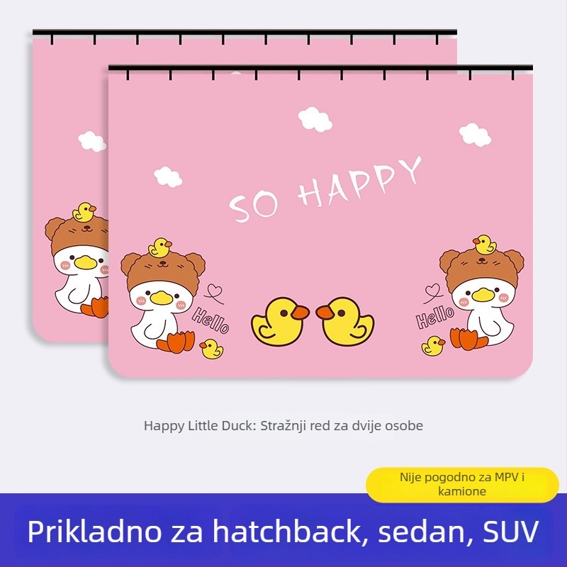 Zavjesa za prozor automobila s ugrađenim kliznim vodilicama; debeli neproziran poliester; visi tip; univerzalna kompatibilnost